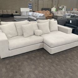 Deep Cream White Sectional Couch