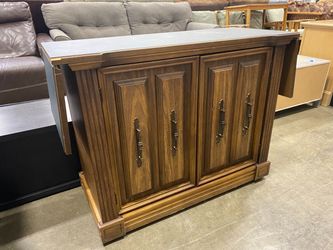 Vintage Wooden Bar Cabinet with Fold Out Top