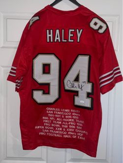 San Francisco 49ers Autographed/Signed Charles Haley #94 Jersey JSA COA 5X Super Bowl Champions Patch Vapor Stitched Embroidered Career Stats Men’s XL