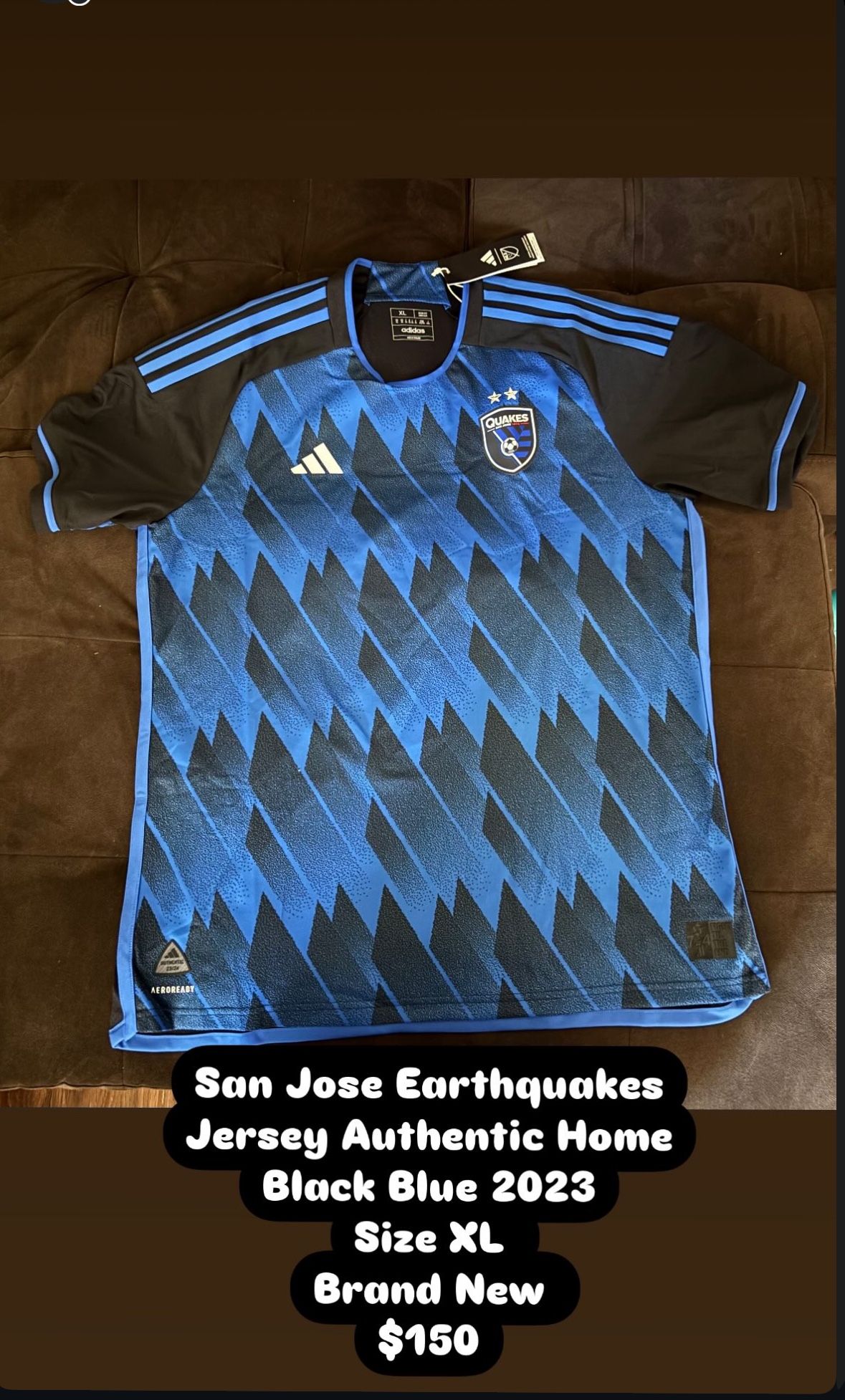 San Jose Earthquakes Jersey Authentic Home Black Blue 2023 