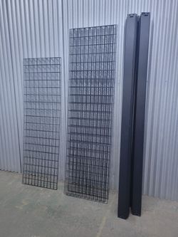 Black Metal Grid Panels and Support Beams