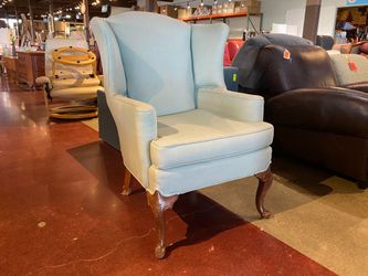 Elegant Eggshell Blue Wingback Armchair