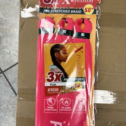 Box Of 33 Pink 58” Xpression Braiding Hair