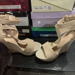 Beige Wedges, New Size 10
