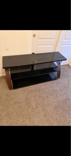 3-Tier Black Glass TV Stand