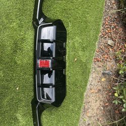 FOR 2010-2016 BMW F10 M5 F1 Style Red LED Rear Bumper Diffuser Lip Glossy Black