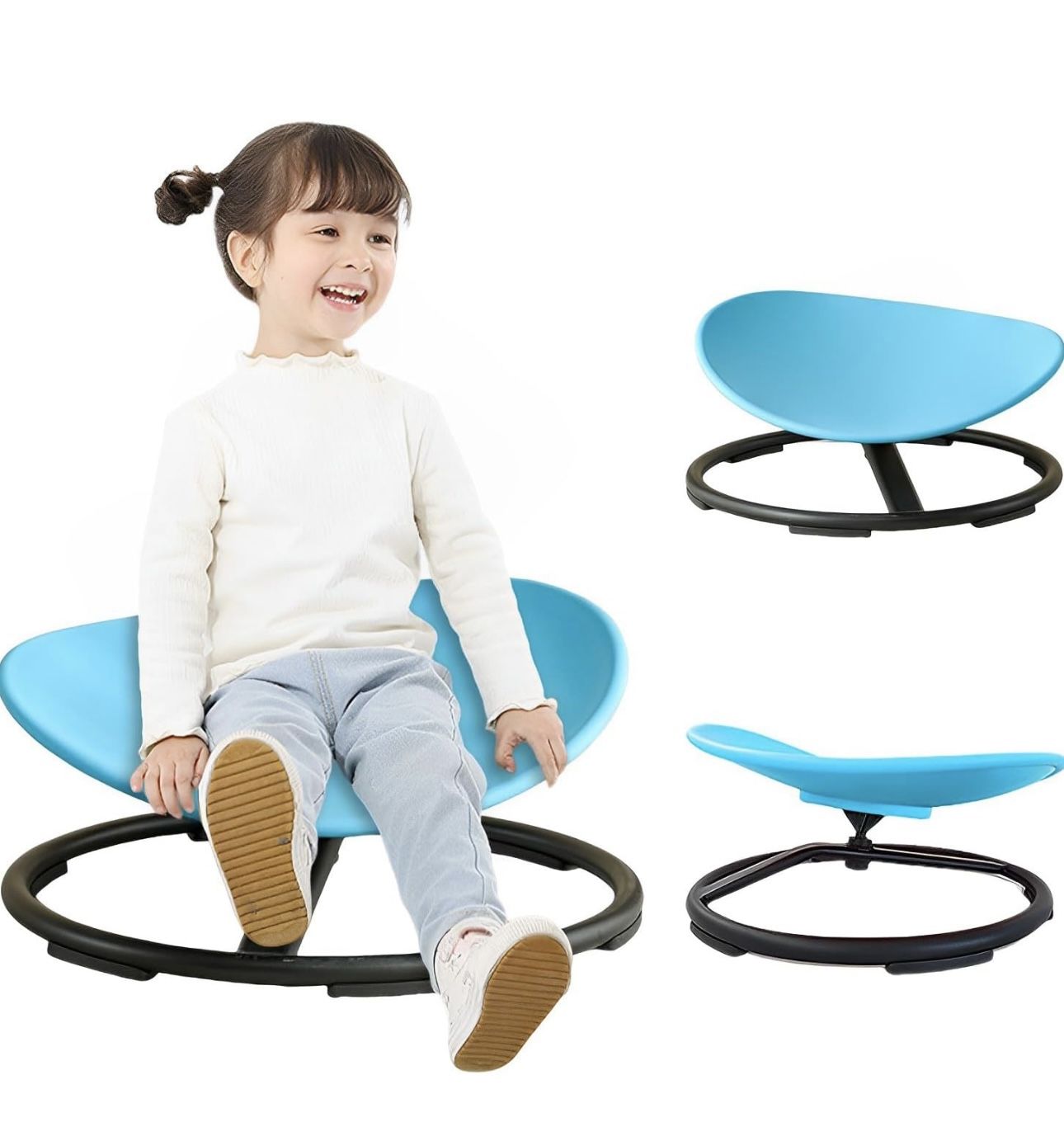 Kids Swivel Chair,Spin Sensory Chair,Kids Spinning Chair,Sit Spin Training Body Coordination,Metal Base Non-Slip Small Desk Chair (Blue)