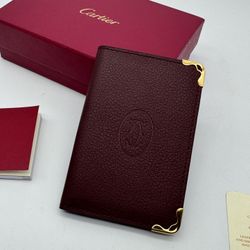MUST DE CARTIER BURGUNDY LEATHER CARD HOLDER / WALLET NEW 100% GENUINE ~$420