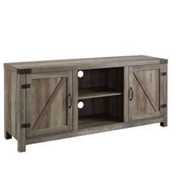 58” Farmhouse TV Stand with  Barn Doors in Grey Wash Brand New In Box