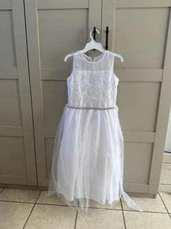 White Girls Formal Dress with Lace Bodice