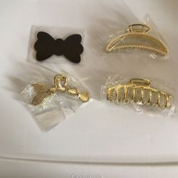 Large Metal Hair Claws for Women Moon Hair Claws for Thick Hair 3 Pack 4.3" Fancy Gold Pretty Pearl Rhinestones Claws