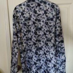 Eton Purple Floral Print Cotton & Tencel Lyocell Dress Casual Shirt Large 41/16. 