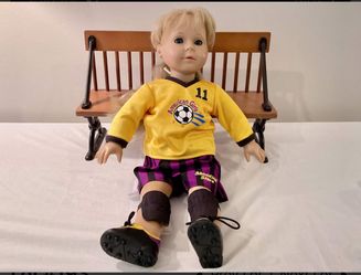 American Girl Doll and School Bench