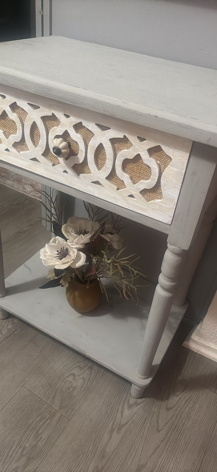 ✨Cute Small Gray & White Accent Table W/storage Drawer✨