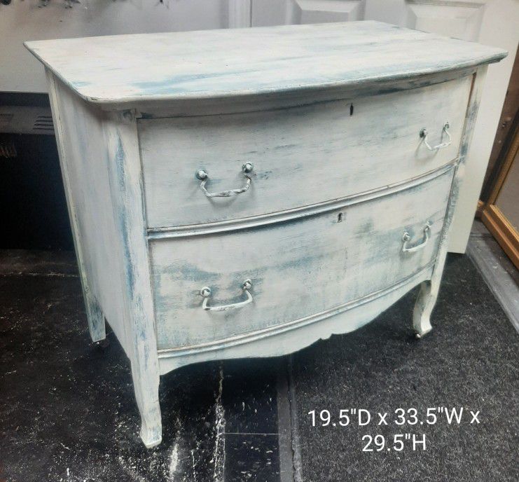 1908 Distressed White J.R. Libby Department Dresser / Antique Distressed Nightstand