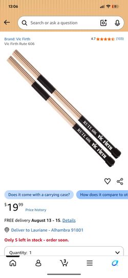 NEW Vic Firth Rute 606 multi-rod drumsticks