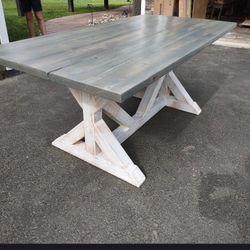 Custom Farmhouse Dining Table And Bench