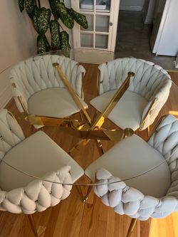 Set of 4 ivory dining chairs