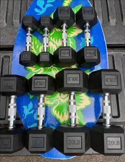 SET  OF  NEW  RUBBER  DUMBBELLS (PAIRS OF) :  5s  10s  15s  20s