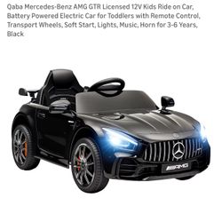 Mercedes-Benz AMG GTR Licensed 12V Kids Ride on Car, Battery Powered Electric Car for Toddlers with Remote Control, Transport Wheels, Soft Start,