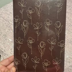 New Embroidered Leatherette Journal Flowers