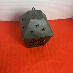 Black Metal Hand Carved T-Light Lantern/Candle Holder Decoration 