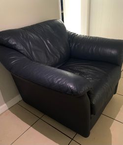 Navy Blue Leather Chair