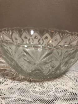 Clear pressed glass serving bowl
