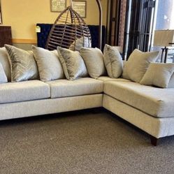 Dove Grey Fabric Sectional. Brand New.