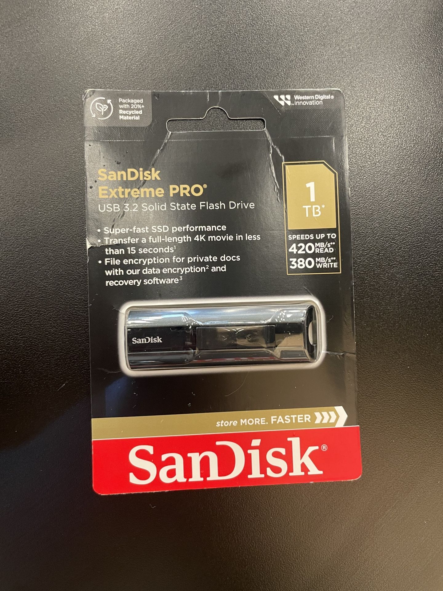 Brand New SanDisk 1TB Extreme PRO USB 3.2 Solid State Flash Drive - Up to 420MB/s, Durable Aluminum Metal Casting - SDCZ880-1T00-GAM46