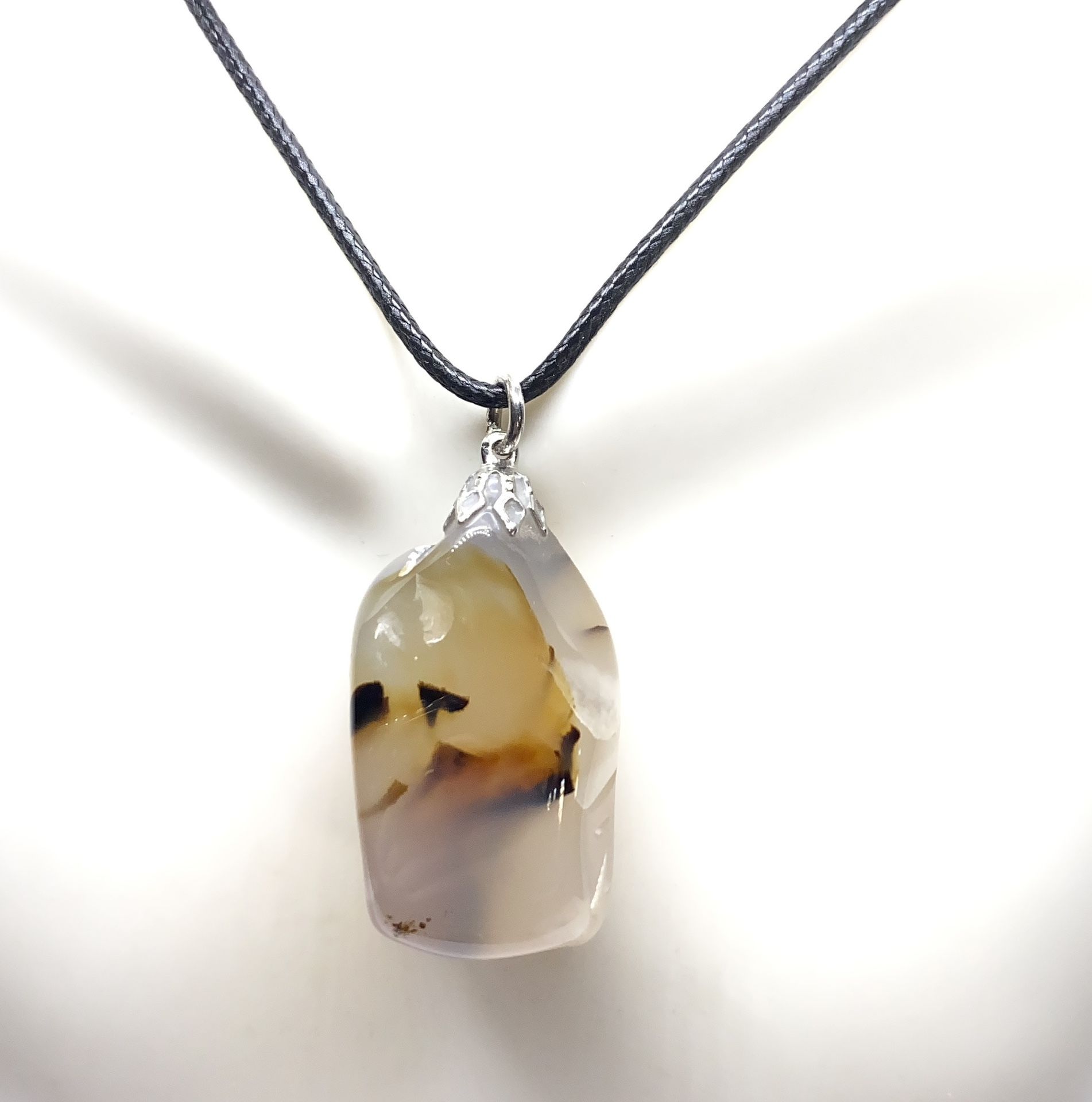 Dendritic Agate Polished Stone Pendant Necklace from USA