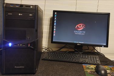 PowerSpec 🖥  Intel i5, PC., 3.20GHz  CPU/16.0GB.RAM/120GB +750GB  HDD,  Windows 11 new-25H2,  usb-Wi-Fi + 22"IN  Monitor. ✔️