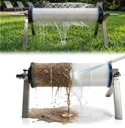 Pool Filter Cleaner Tool with Stainless Steel Stand,Spinning Swimming Filter Cleaner Pool Stand, Spinning Clean for 3, 4 or 6 Inch Pool Cartridges