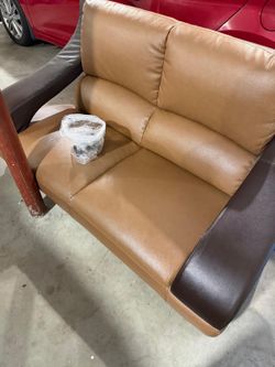 Two color brown love seat