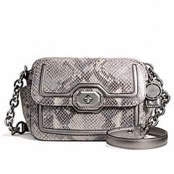 Coach Campbell Silver Gray Python Style Snakeskin Camera Bag