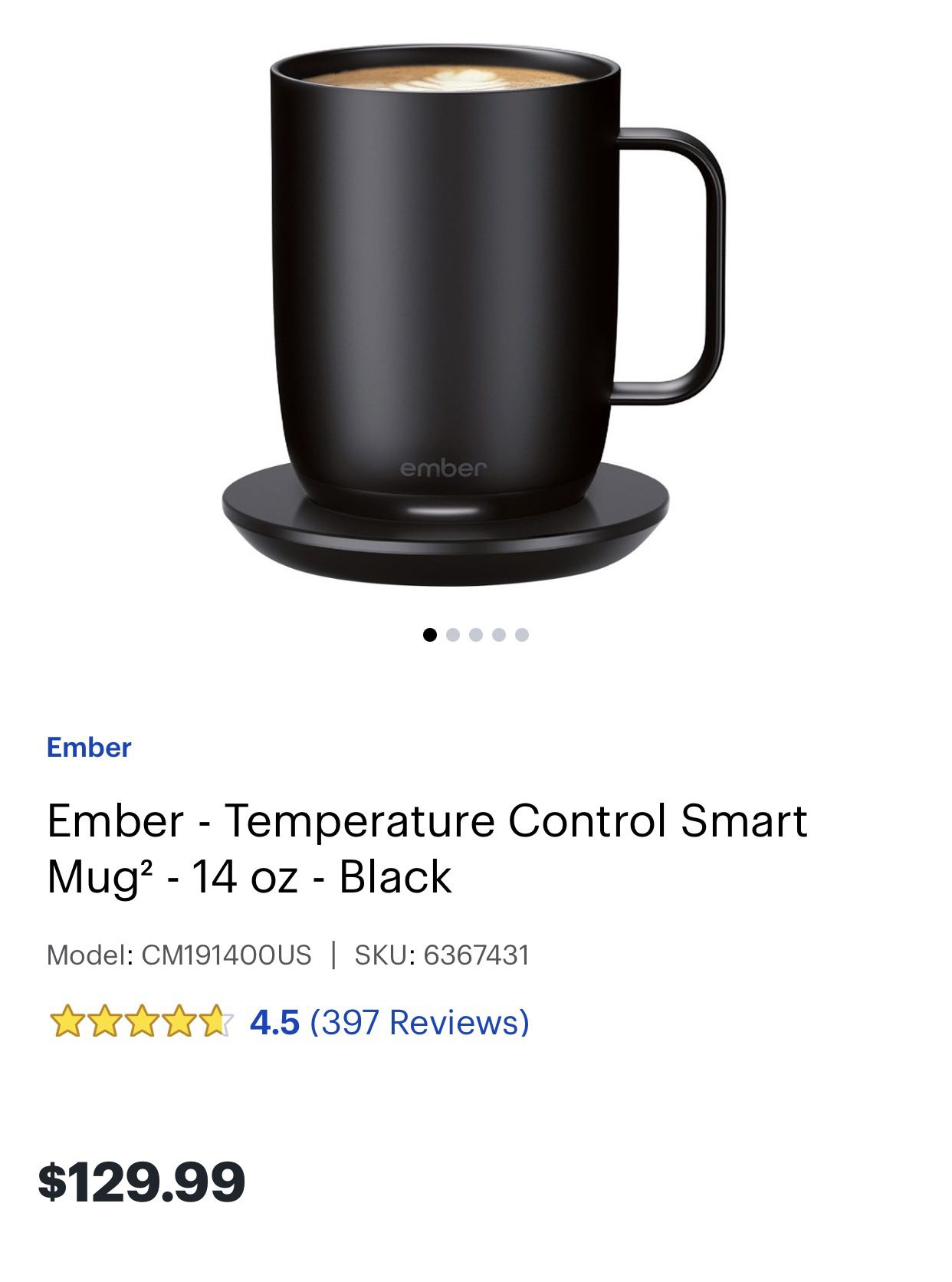 NEW* Ember CM191400US 14OZ Mug 2, Temperature Control Smart Mug