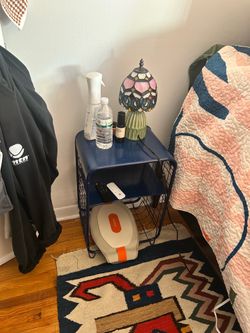 Blue night stand + lamp
