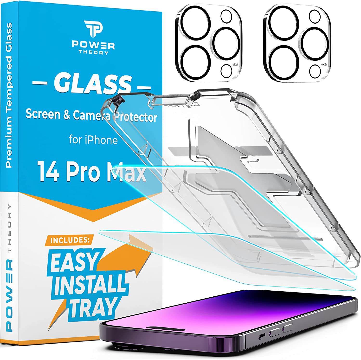Power Theory 2 Screen Protector & Camera Lens Protector for Phone 14 Pro Max