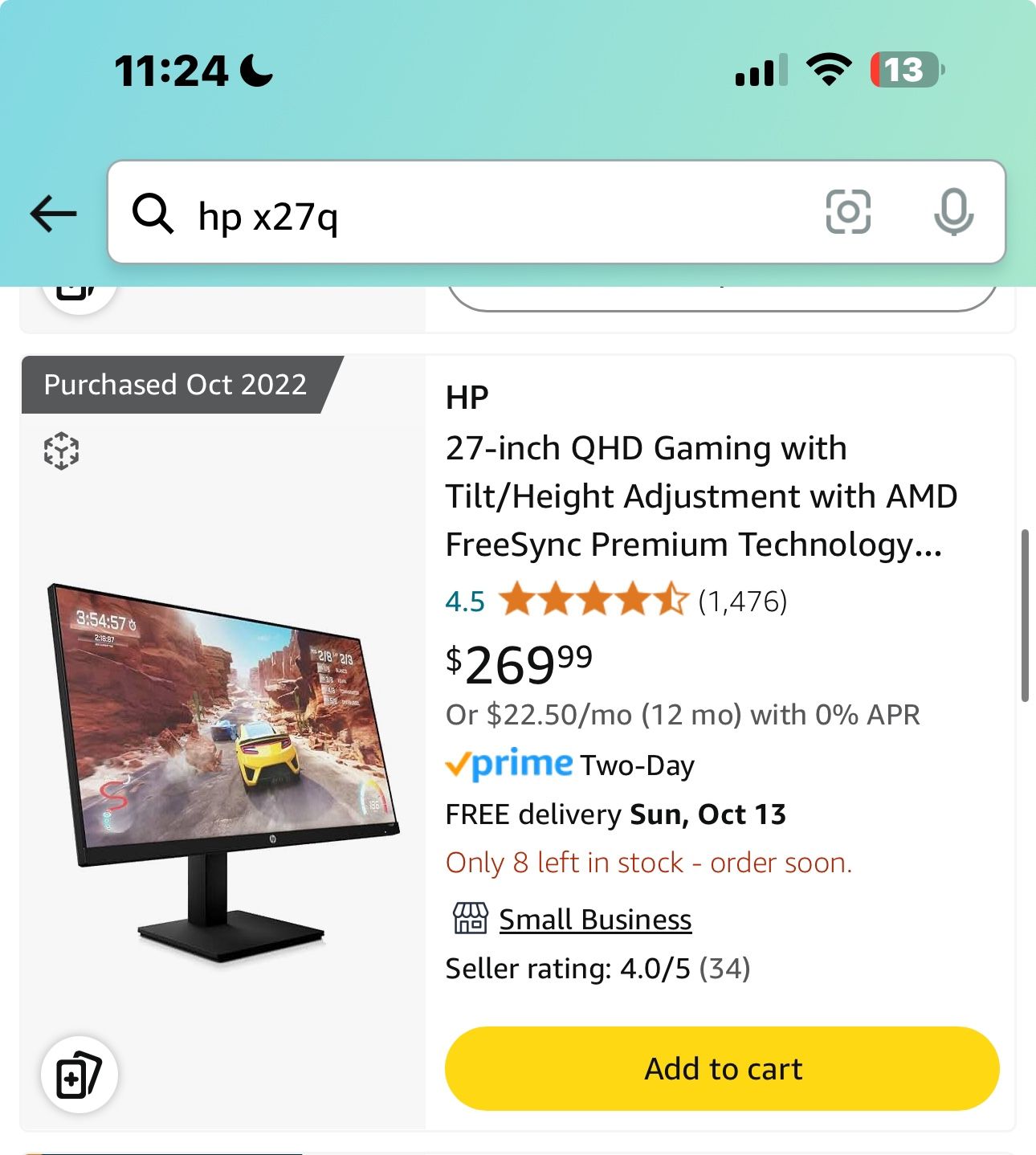 HP x27q (1440p 165hz) + vivo Monitor Mount