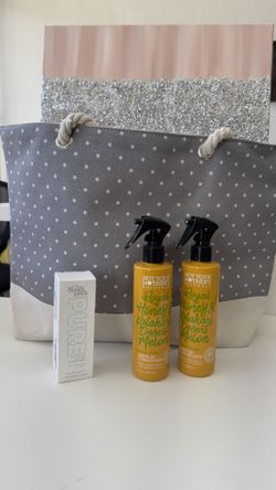 Beach bag with bondin sand Face Mist &Not Your Mothers Leave in Conditioner-2pc
