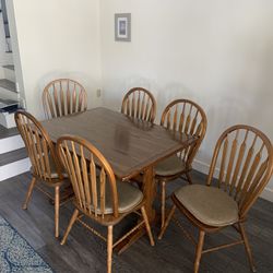 Solid Wood Dining Room Table + 6 Chairs 