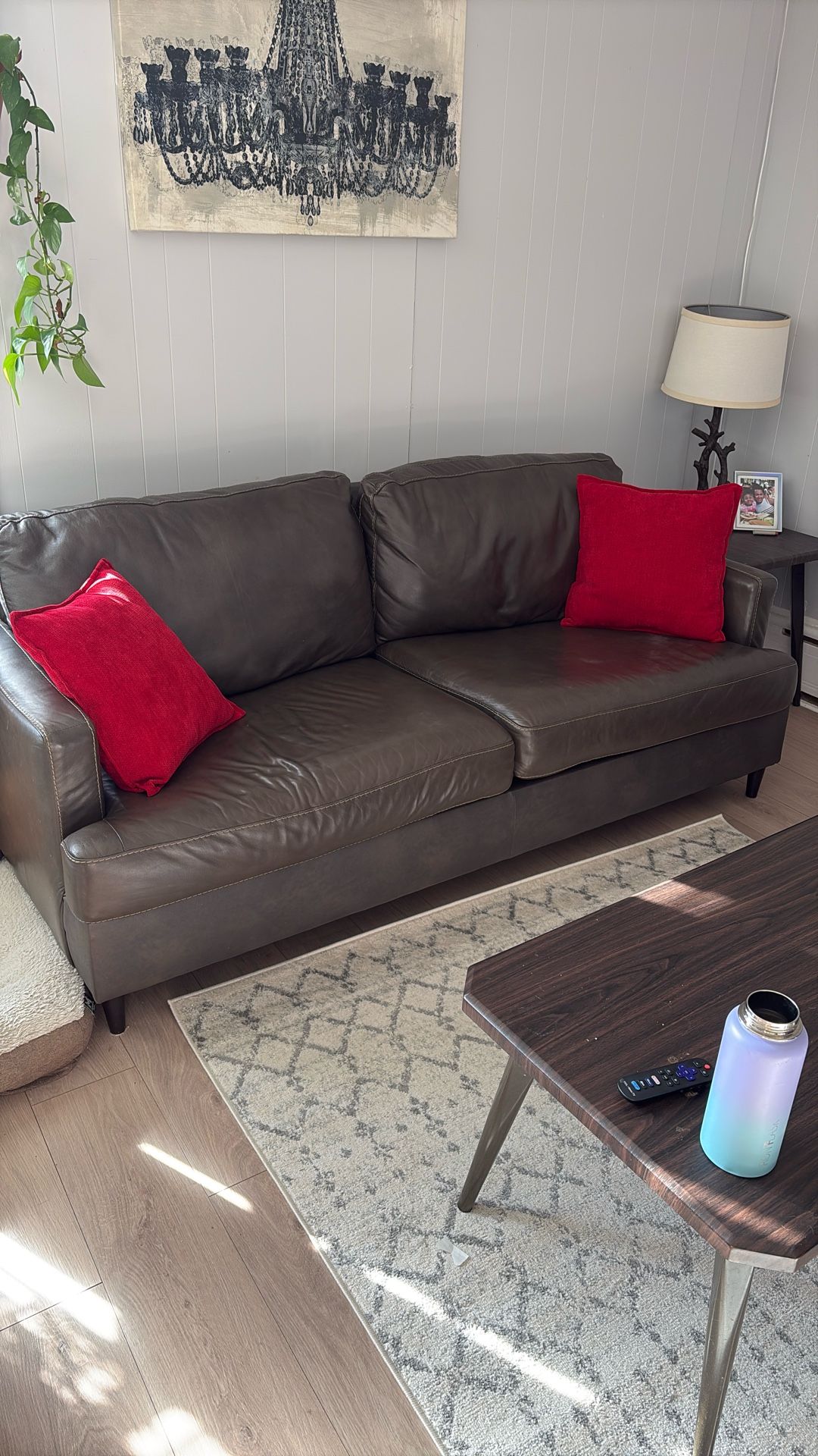 Faux Leather Brown Couch