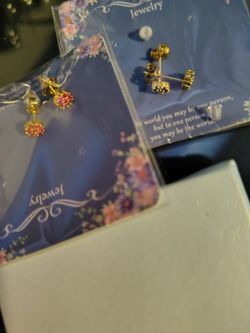 Gold-Tone Crystal Stud Earrings Set