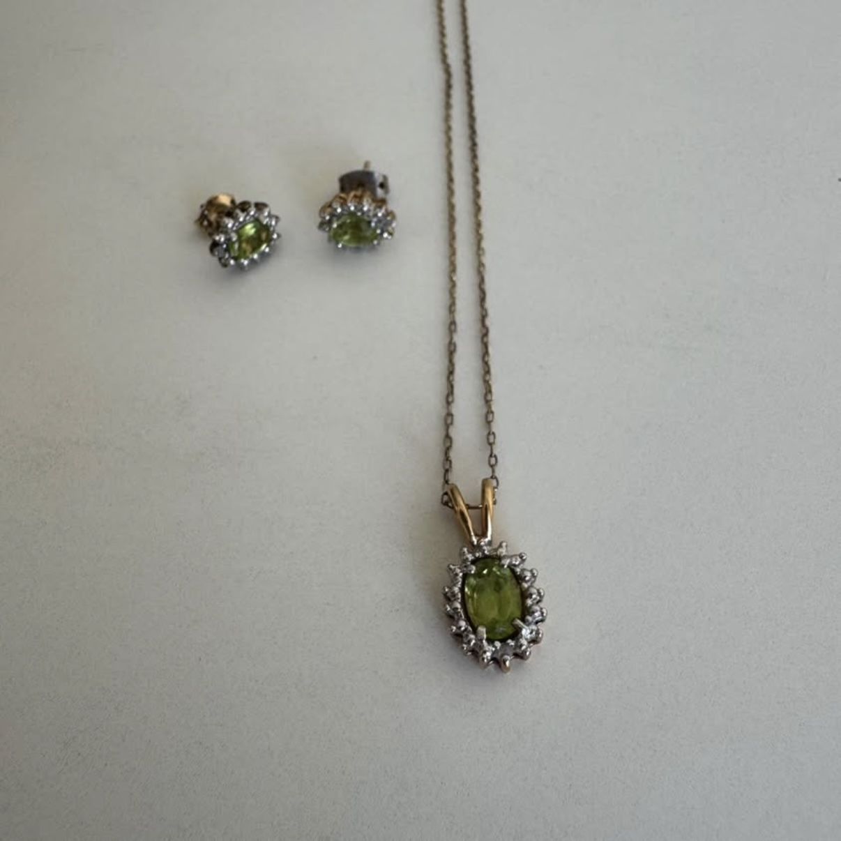 Peridot Charm and Earring Set
