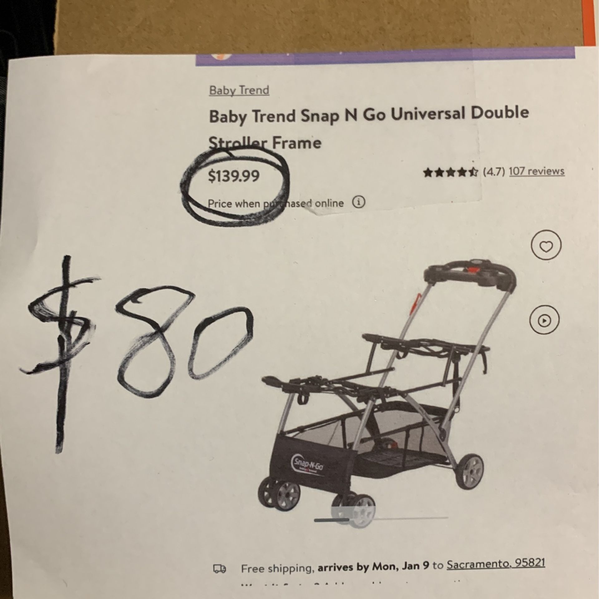 baby trend snap N go universal double stroller frame