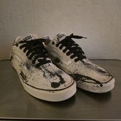Men's Vans Ward Lows Custom 1 Of A Kind Splatter Painted (Blk/Wht) Men's Sz12