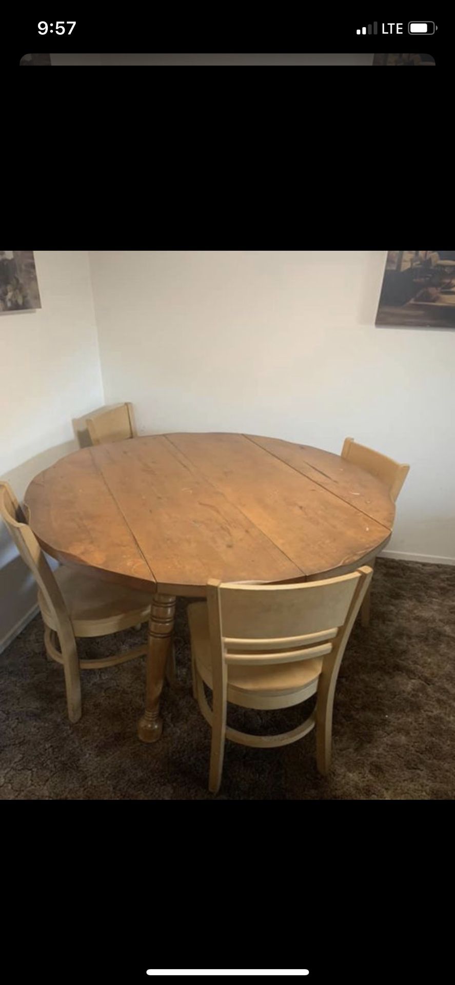FREE Antique dining table with 4 chairs FREE