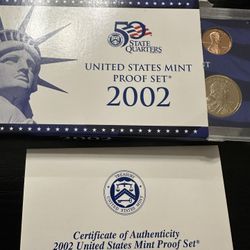 2002- US Mint Proof Set- With Certificate