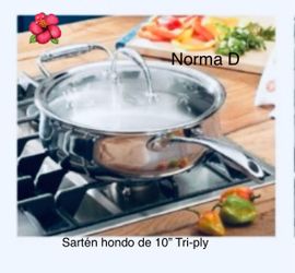 Sartén hondo de 10” Tri-ply nuevo en su caja
