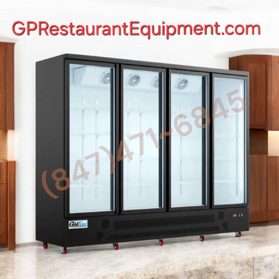 New Commercial 4 Door Reach In Cooler Display Refrigerator Restaurant